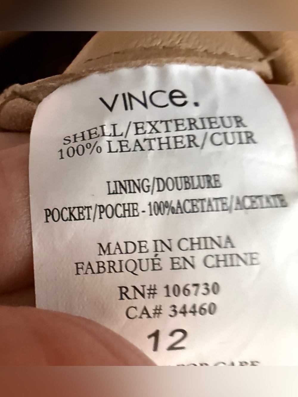 Vince Tan Leather Scoop Neck Shift Dress Front Pockets Size 12 - Picture 11 of 15